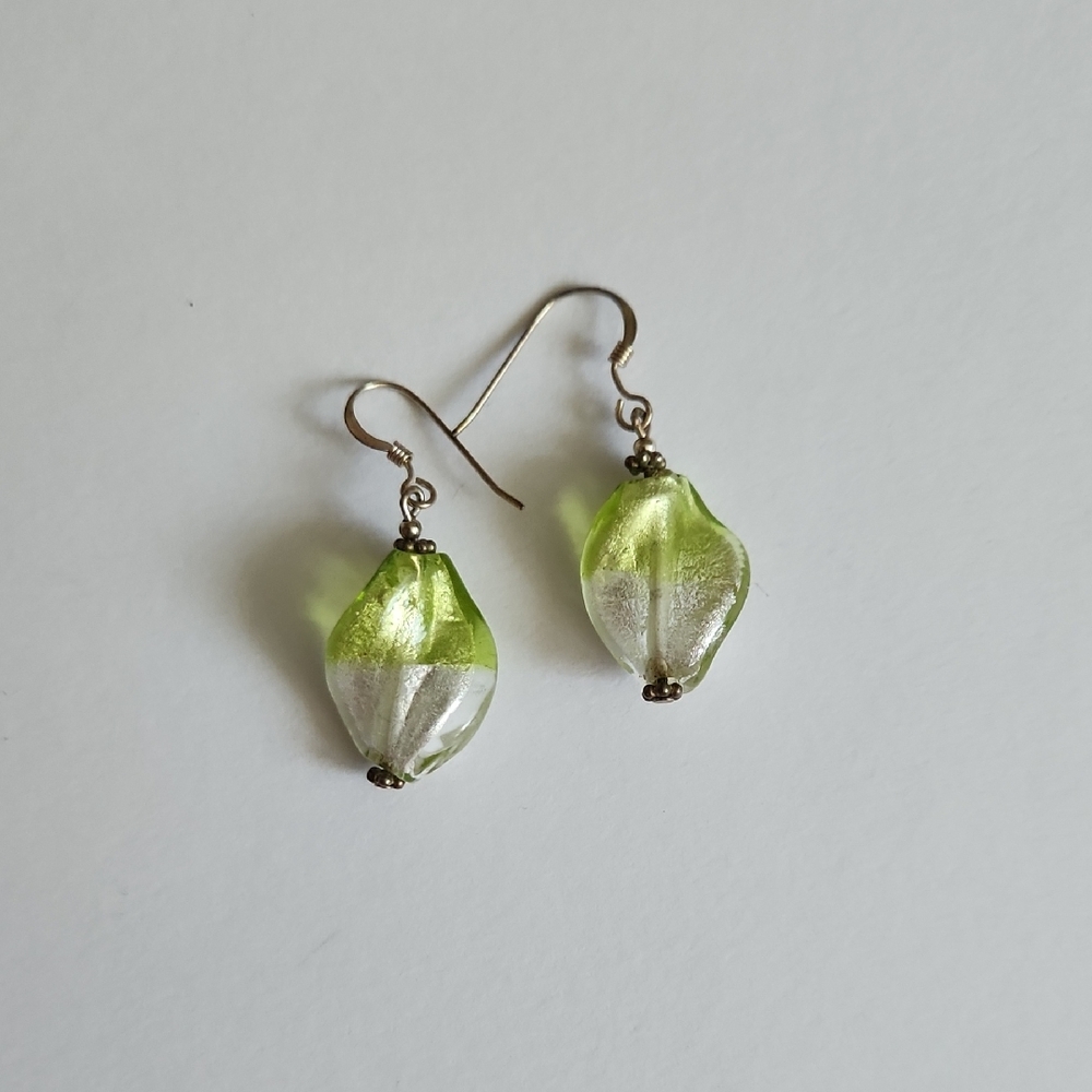 Elegant Green and Silver Earrings